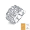 Luxe S925 sterling silver hollow mesh ring set with sparkling Moissanite stones and GRA card - US Size 7 / Silver (With GRA Certificate)