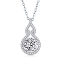 Polished S925 silver double layer gourd pendant necklace with moissanite main stone - Water-drop Pave Pendant (P13532-2ct) + GRA Certificate / 925 Silver / Silver
