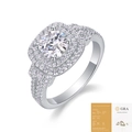 S925 sterling silver moissanite halo ring with side stones and GRA certificate - US Size 9 / 1ct Moissanite (With GRA Certificate)(R13432)