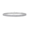 Elegant S925 sterling silver double row moissanite tennis bracelet with secure box clasp - 16.5cm / Silver