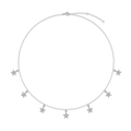 925 sterling silver necklace featuring seven delicate star pendants with pavé zircon stones - Star Style (N13682)