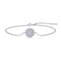 Elegant S925 sterling silver chain bracelet with a round pave-set moissanite pendant - Chain of Wealth Style (Incl. GRA Certificate) / 925 Silver