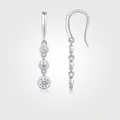 Elegant S925 sterling silver drop earrings featuring three graduated moissanite stones - E13641 Moissanite 4.0 + 3.0 + 2.5mm