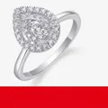 Elegante anello in argento sterling S925 con moissanite a goccia e doppio halo - Taglia US 9 / Stile Halo a Forma di Pera (R13648)