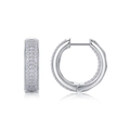 Créoles luxueuses en argent sterling S925 avec pavé de moissanite et charnière polie - Paire / Argent(E13433)