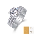 Luxury 925 sterling silver moissanite bridal ring set with GRA certificate and 4-prong setting - US Size 9 / R13772 Moissanite 2 Carat (With GRA Certificate)