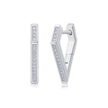 S925 sterling silver V-shaped hoop earrings with double row moissanite micro-pave - E13246 V-Shape Moissanite 30 Stones