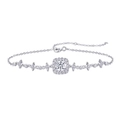 Bracelet Moissanite en argent S925 avec pierre centrale halo et motifs d'étoiles - 16+5cm / Style Moissanite