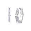 Pendientes hexagonales geométricos de plata con moissanita engastada para mujer - E13243 Hexágono Moissanita 20 Piedras