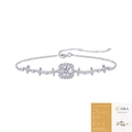 Bracelet en argent S925 avec moissanite halo carré et accents étoilés - 16+5cm / Style Moissanite (Avec Certificat GRA)