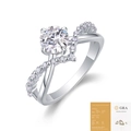 Elegant S925 silver moissanite ring with V-shaped pavé band and GRA certificate - Moissanite (R13741/With GRA)