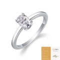 Anillo de moissanita de corte ovalado en plata de ley 925 con engaste de cuatro garras - Estilo Ovalado con Certificado GRA (R13109) / Talla US 9