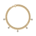 Golden 925 silver Cuban link bracelet with five clear zircon pendants on white background - L15137 Moissanite 10 Points (20cm) / 925 Silver Gold Plated