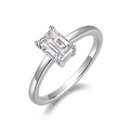 Elegant 925 silver ring featuring a large emerald cut moissanite in a classic four-prong setting - Emerald/Octagon Cut Style (R13108)