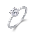 Minimalist 925 silver ring featuring a large heart-shaped moissanite in a 3-prong setting - Heart Shape Style (R13211)