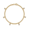 Goldenes Kugelarmband mit sechs runden klaren Steinen auf weißem Hintergrund - L15117 Moissanit 10 Punkte (18cm) / 925 Silber Vergoldet