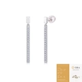 Orecchini pendenti lunghi in argento sterling 925 con moissanite e certificato GRA - Stile Sottile in Moissanite da 1.5 mm (E13189) / Con certificato GRA