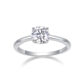 Classic S925 sterling silver solitaire ring featuring a round brilliant cut lab diamond - Round Brilliant Style (R13086)
