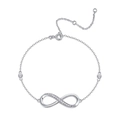 Elegant S925 sterling silver infinity bracelet with pavé-set moissanite on O-chain - Infinity Symbol Pavé Style (L13977) / 925 Silver