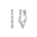 S925 sterling silver geometric hoop earrings with sparkling pave-set moissanite stones - E13242 Star Moissanite 32 Stones