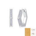 Pendientes de aro hexagonales de plata S925 con moissanita y certificado GRA - E13243 Hexágono Moissanita 20 Piedras (Con Certificado GRA)