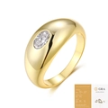 Polished gold dome ring featuring an oval cut moissanite stone in a minimalist style - US Size 9 / Moissanite (With GRA Certificate)