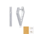 Elegant S925 sterling silver V-shaped hoop earrings with moissanite diamonds - E13246 V-Shape Moissanite 30 Stones (With GRA Certificate)