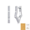 S925 sterling silver V-shaped hoop earrings with moissanite stones and a silver finish - E13242 Star Moissanite 32 Stones (With GRA Certificate)