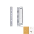 Elegant S925 sterling silver rectangular hoop earrings with moissanite pave in silver white - E13244 Rectangle Moissanite 28 Stones (With GRA Certificate)