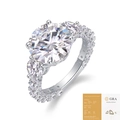 Anello classico in argento S925 con moissanite da 5 carati, montatura a sei griffe e pietre - Taglia US 7 / Moissanite (Con Certificato GRA)