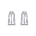 Boucles d'oreilles créoles en argent 925 en forme de U avec trois rangées de moissanite - Paire / Argent(E13468)