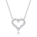 Collar minimalista de plata S925 con colgante de corazón y piedras moissanitas brillantes - Moissanita