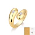 Verstellbarer S925 Sterlingsilber Ring in Gold mit zwei birnenförmigen Moissanit-Steinen - US Größe 9 / Moissanit 3*4mm 2 Steine (Mit GRA Zertifikat)