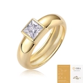 Luxurious gold plated S925 sterling silver ring featuring a 1ct moissanite center stone - US Size 9 / R14697 Moissanite Square 5.5*5.5 (With GRA Certificate)