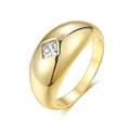 Elegant 18K gold plated S925 silver ring featuring a princess cut moissanite solitaire - US Size 9 / R15120 Moissanite Square 4*4