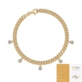 Golden Cuban link bracelet featuring five claw-set moissanite charms and a GRA certificate - L15137 Moissanite 10 Points (20cm) (With GRA Cert) / 925 Silver Gold Plated