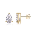 Pear cut moissanite stud earrings in gold plated 925 sterling silver with 3-prong setting - Without Certificate / 5*8mm / Gold
