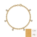 Goldenes Perlenarmband mit sechs Moissanit-Anhängern und offiziellem GRA-Zertifikat - L15117 Moissanit 10 Punkte (18cm) (Mit GRA-Zertifikat) / 925 Silber Vergoldet