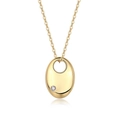 Gold oval pendant necklace in 925 sterling silver with sparkling moissanite stone - Oval Style (P15108) / Moissanite 2.5mm