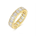 Detailed macro view of gold plated eternity ring featuring rectangular emerald cut stones - US Size 9 / Emerald Cut Eternity Style