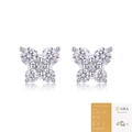 Moissanite vlinder oorknopjes in zilveren afwerking met bijbehorend GRA-certificaat - Moissaniet 4.0 (Met GRA-certificaat)