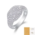 Luxurious 925 sterling silver pavé ring with white moissanite and GRA certificate - US Size 9 / R15308 Moissanite 175 Stones (With GRA)