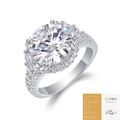 Anillo de plata S925 con moissanita, engaste de halo e icono de certificado GRA - Talla US 9 / Estilo de Lujo Moissanita (Con Certificado GRA) (R15169)