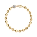 Elegante vergulde 925 zilveren kralenarmband met fonkelende moissanite hanger - Zonder certificaat / Ronde kralenketting - 1ct Moissanite