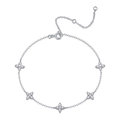 Bracelet élégant en argent sterling S925 avec cinq fleurs en moissanite et chaînette - Style Trèfle à Cinq Fleurs (L13989)