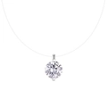 Minimalistische 925 Silber Moissanit Kette mit unsichtbarer Angelschnur und Tropfen-Anhänger - Vierkrallen-Unsichtbare-Linie-Verlängerungsstil / 1ct Moissanit
