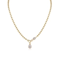 Elegant gold S925 silver beaded necklace with pear-shaped moissanite pendant - 925 Silver Gold Plated / Multi-Stone Moissanite (N15147)