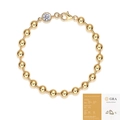 Elegante 925 sterling zilveren armband in goudkleur met een fonkelende moissaniet steen - Met GRA-certificaat / Ronde kralenketting - 1ct Moissanite