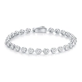 Bracciale in argento sterling S925 lucido con pietre moissanite da 4 mm e chiusura a fibbia - Moissanite da 4,0 mm (L15873) / 16.5cm
