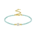 Elegant gold S925 silver bracelet with light green faceted beads and moissanite stone - 925 Silver (16+5cm) / Moissanite (50 Points) + Green Bead (4)